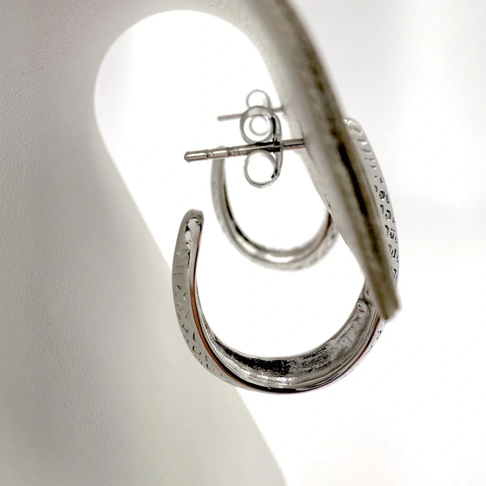 .925 Sterling Silver Design Post Hoop Earrings - Picture 10 of 16